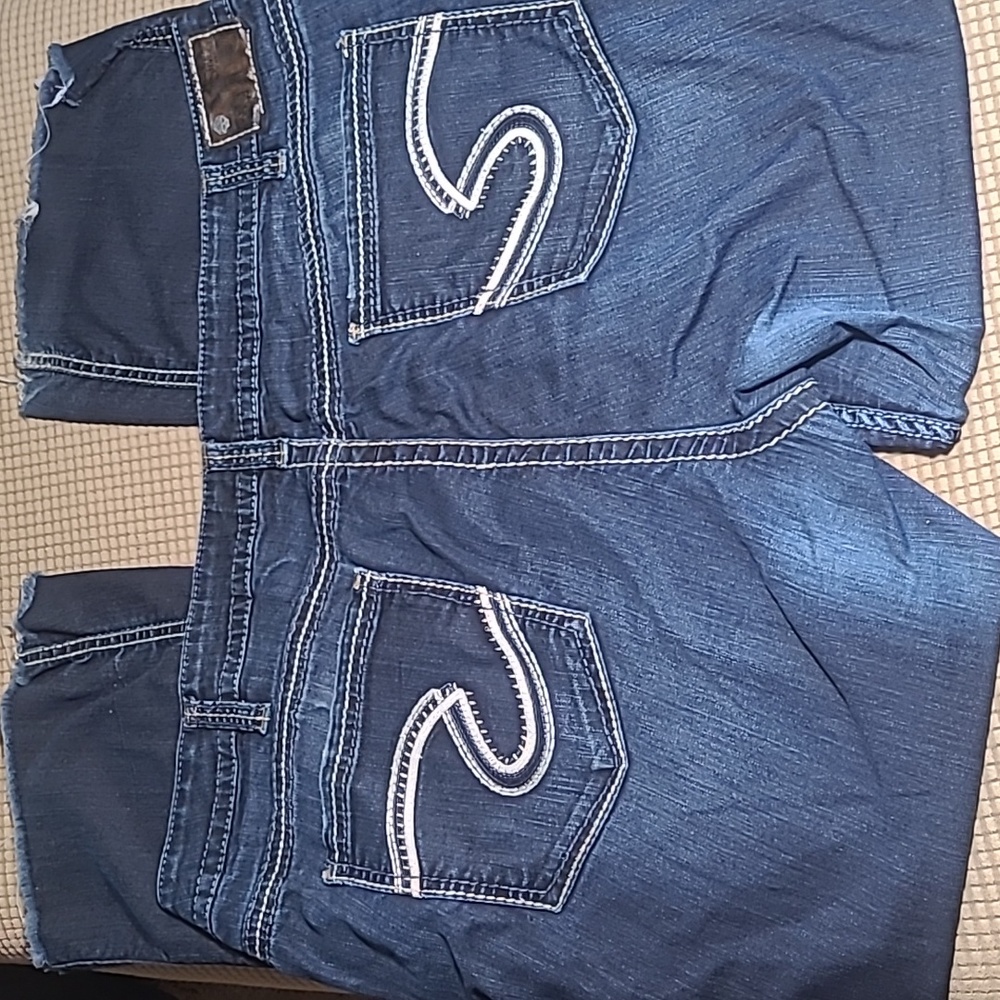 Silver Jean Co Womens 24 denim blue jeans embroidery pocket stretchy